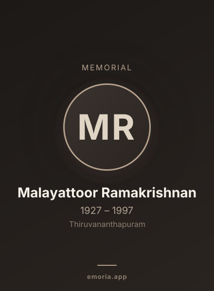Memorial portrait of Malayattoor Ramakrishnan