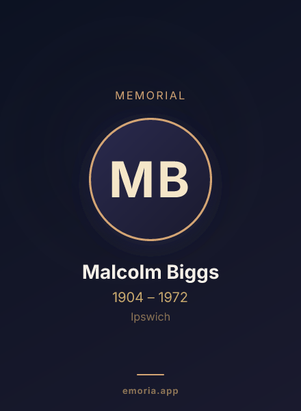 Memorial portrait of Malcolm Biggs