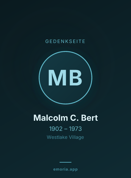 Gedenkportrait von Malcolm C. Bert