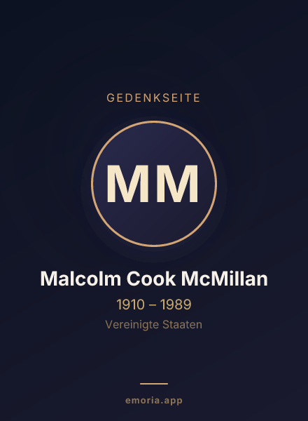 Gedenkportrait von Malcolm Cook McMillan