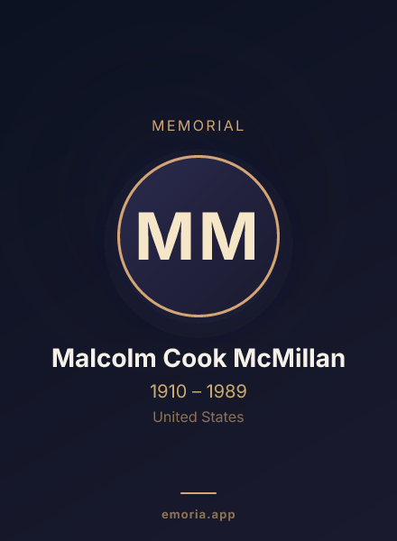 Memorial portrait of Malcolm Cook McMillan