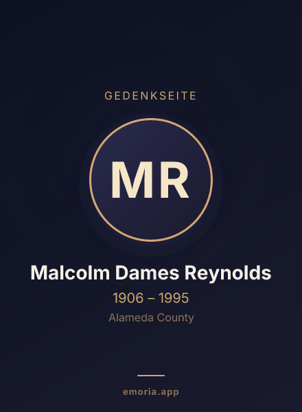 Gedenkportrait von Malcolm Dames Reynolds