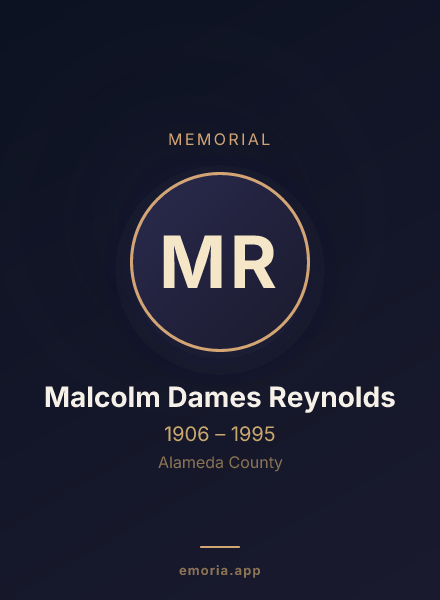 Memorial portrait of Malcolm Dames Reynolds