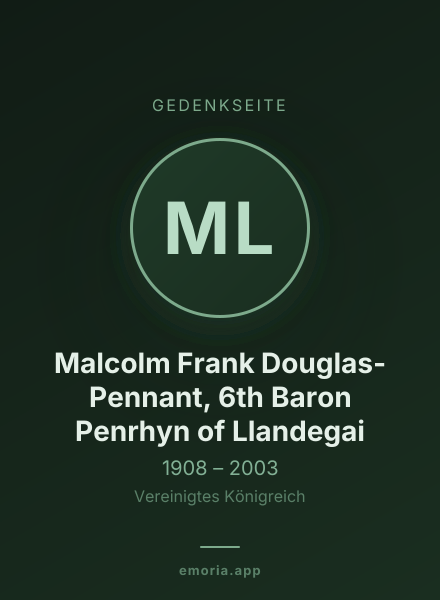Gedenkportrait von Malcolm Frank Douglas-Pennant, 6th Baron Penrhyn of Llandegai
