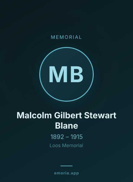 Memorial portrait of Malcolm Gilbert Stewart Blane
