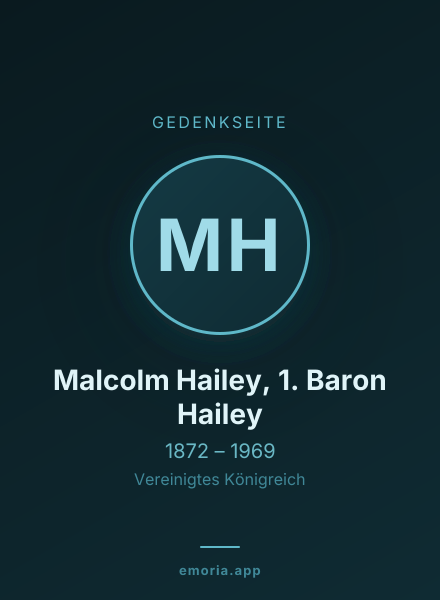 Gedenkportrait von Malcolm Hailey, 1. Baron Hailey