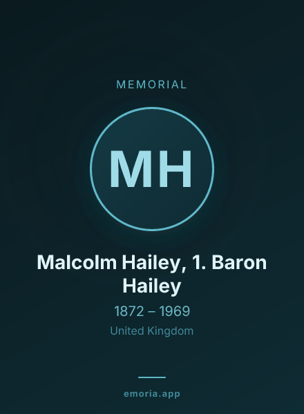 Memorial portrait of Malcolm Hailey, 1. Baron Hailey