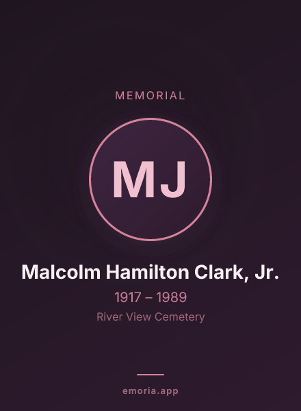 Memorial portrait of Malcolm Hamilton Clark, Jr.