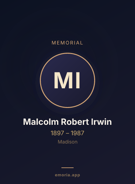 Memorial portrait of Malcolm Robert Irwin