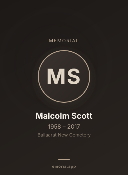 Memorial portrait of Malcolm Scott