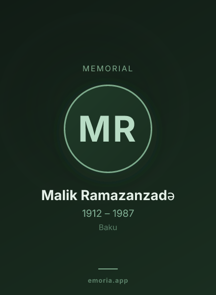 Memorial portrait of Malik Ramazanzadə