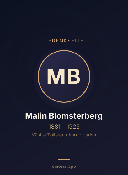 Gedenkportrait von Malin Blomsterberg