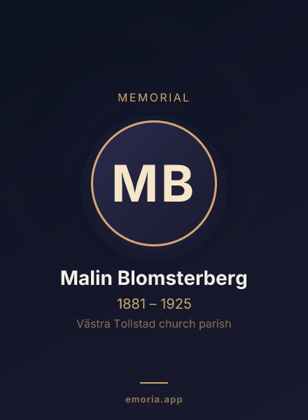 Memorial portrait of Malin Blomsterberg
