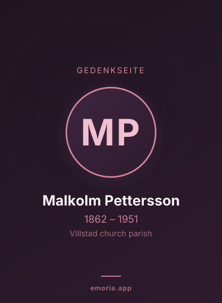 Gedenkportrait von Malkolm Pettersson