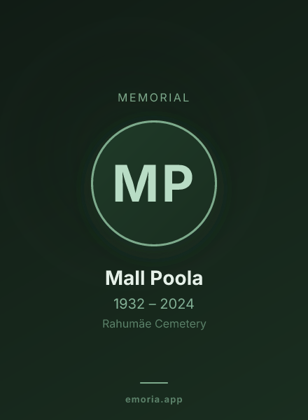 Memorial portrait of Mall Poola