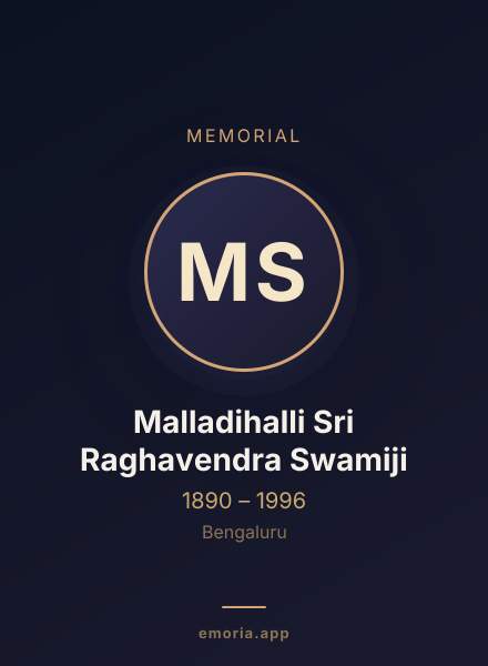 Memorial portrait of Malladihalli Sri Raghavendra Swamiji