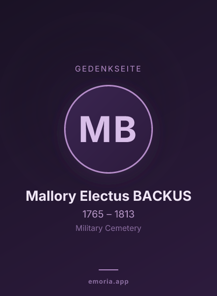 Gedenkportrait von Mallory Electus BACKUS