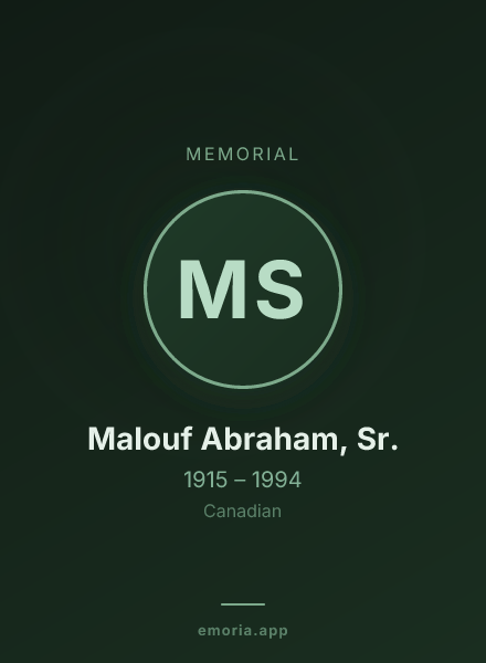 Memorial portrait of Malouf Abraham, Sr.