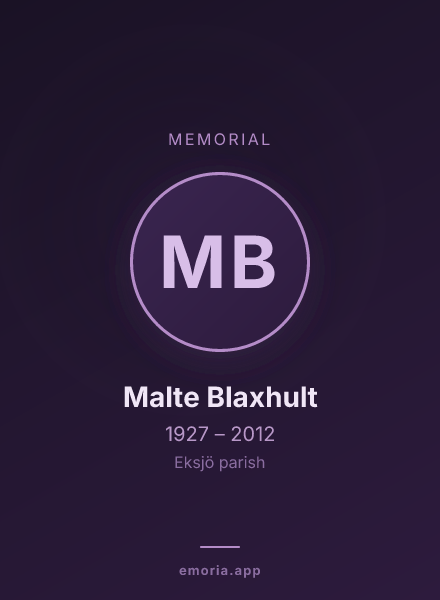 Memorial portrait of Malte Blaxhult