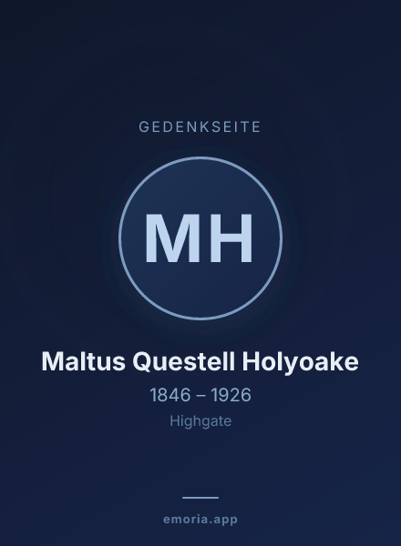 Gedenkportrait von Maltus Questell Holyoake