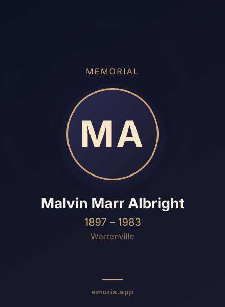 Memorial portrait of Malvin Marr Albright