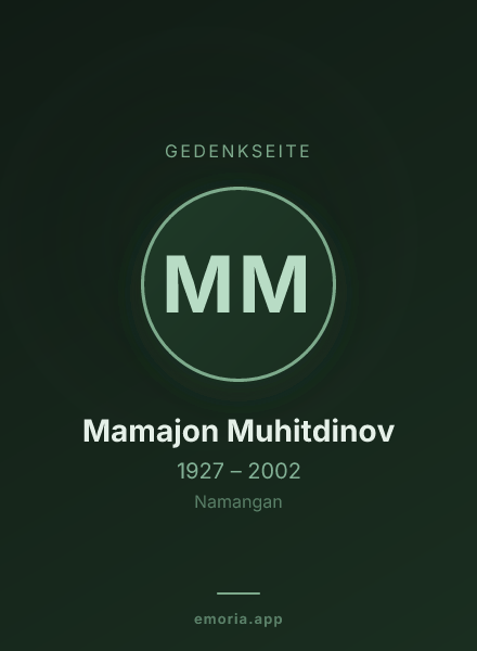 Gedenkportrait von Mamajon Muhitdinov