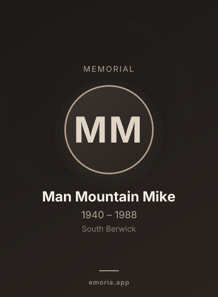 Memorial portrait of Man Mountain Mike
