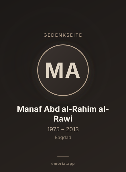 Gedenkportrait von Manaf Abd al-Rahim al-Rawi