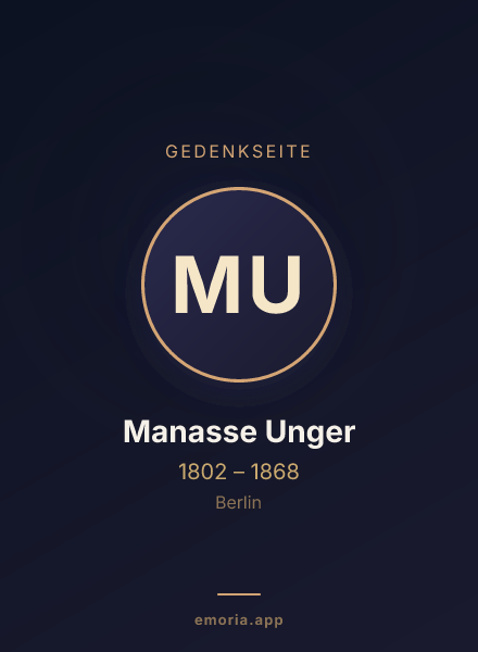 Gedenkportrait von Manasse Unger