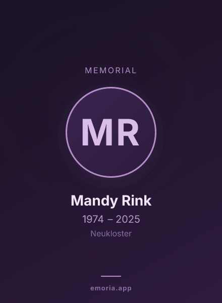 Memorial portrait of Mandy Rink