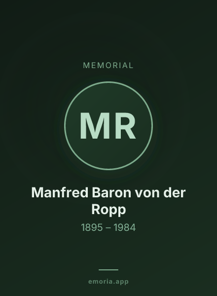 Memorial portrait of Manfred Baron von der Ropp