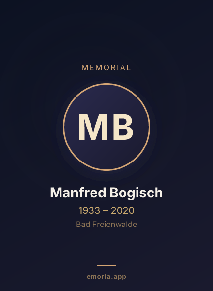 Memorial portrait of Manfred Bogisch