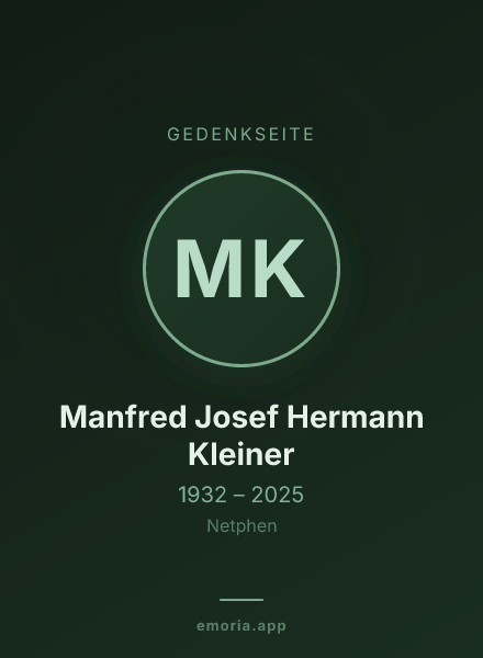 Gedenkportrait von Manfred Josef Hermann Kleiner