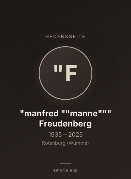 Gedenkportrait von "manfred ""manne""" Freudenberg