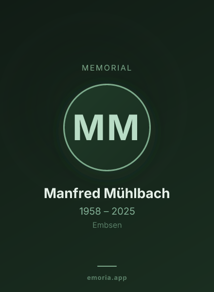 Memorial portrait of Manfred Mühlbach