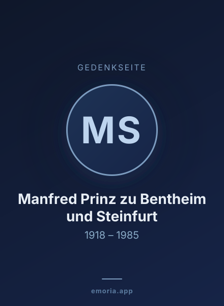 Gedenkportrait von Manfred Prinz zu Bentheim und Steinfurt