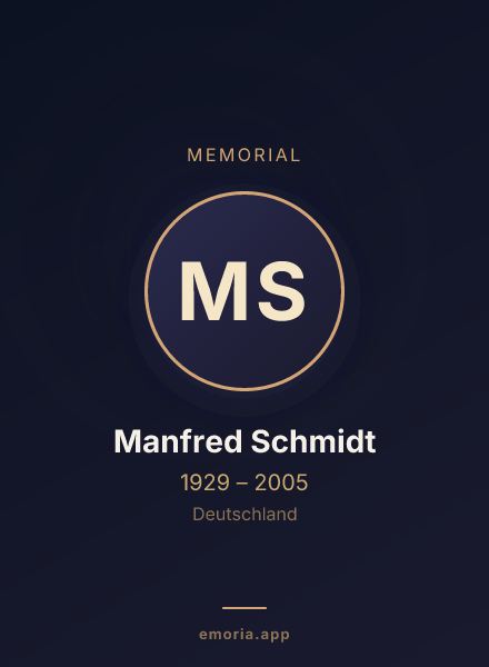 Memorial portrait of Manfred Schmidt