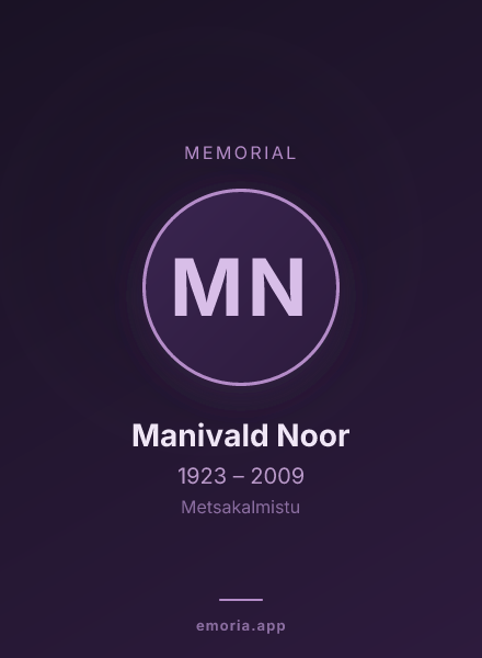 Memorial portrait of Manivald Noor