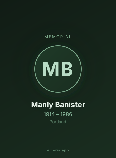 Memorial portrait of Manly Banister