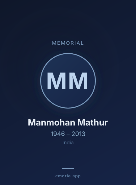 Memorial portrait of Manmohan Mathur