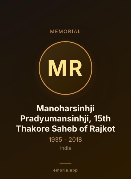 Memorial portrait of Manoharsinhji Pradyumansinhji, 15th Thakore Saheb of Rajkot