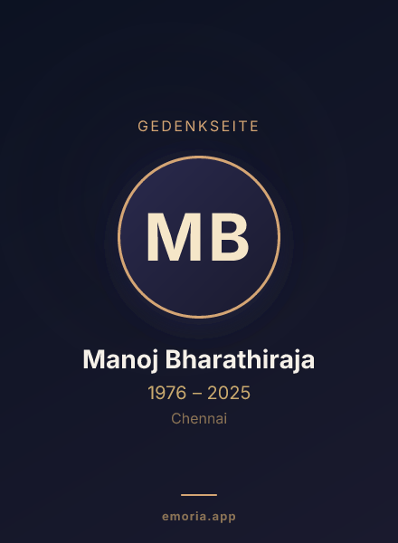 Gedenkportrait von Manoj Bharathiraja