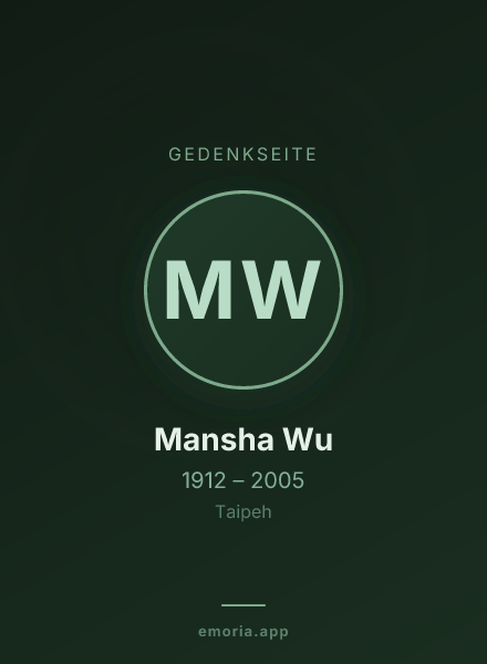 Gedenkportrait von Mansha Wu