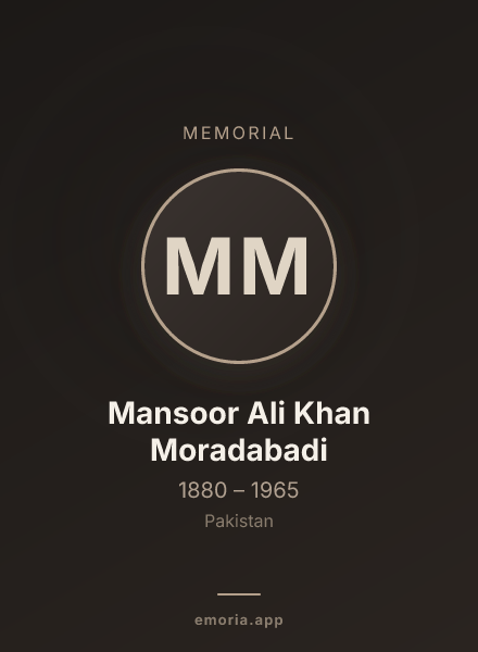 Memorial portrait of Mansoor Ali Khan Moradabadi