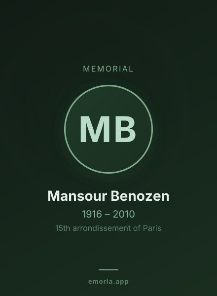 Memorial portrait of Mansour Benozen