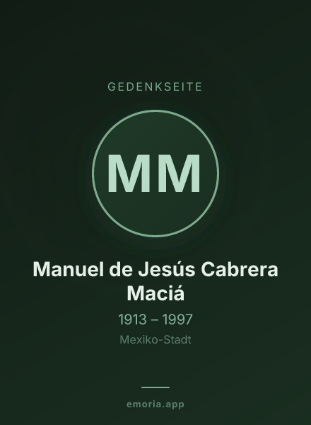 Gedenkportrait von Manuel de Jesús Cabrera Maciá