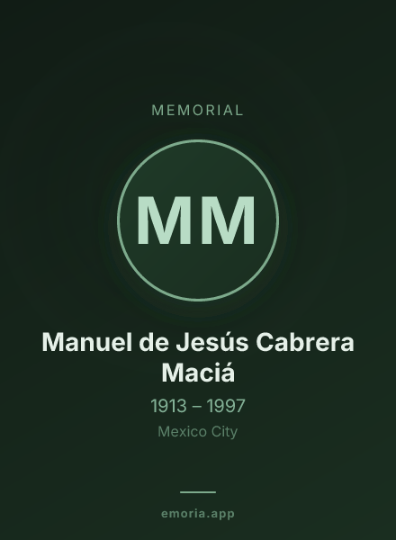 Memorial portrait of Manuel de Jesús Cabrera Maciá