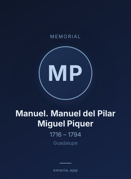 Memorial portrait of Manuel. Manuel del Pilar Miguel Piquer