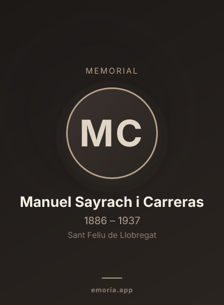 Memorial portrait of Manuel Sayrach i Carreras