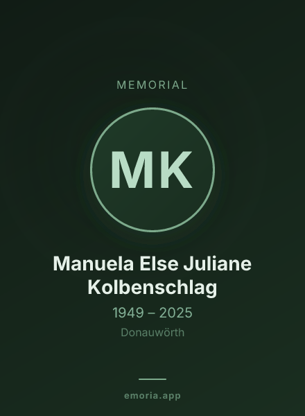 Memorial portrait of Manuela Else Juliane Kolbenschlag